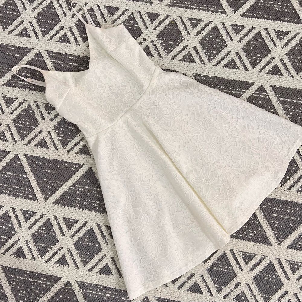 Lulus white laced fit & flare mini dress - Picture 2 of 5